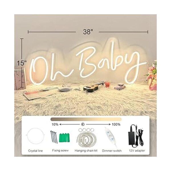 Oh Baby Letreros de neón tamaño grande de 40 pulgadas