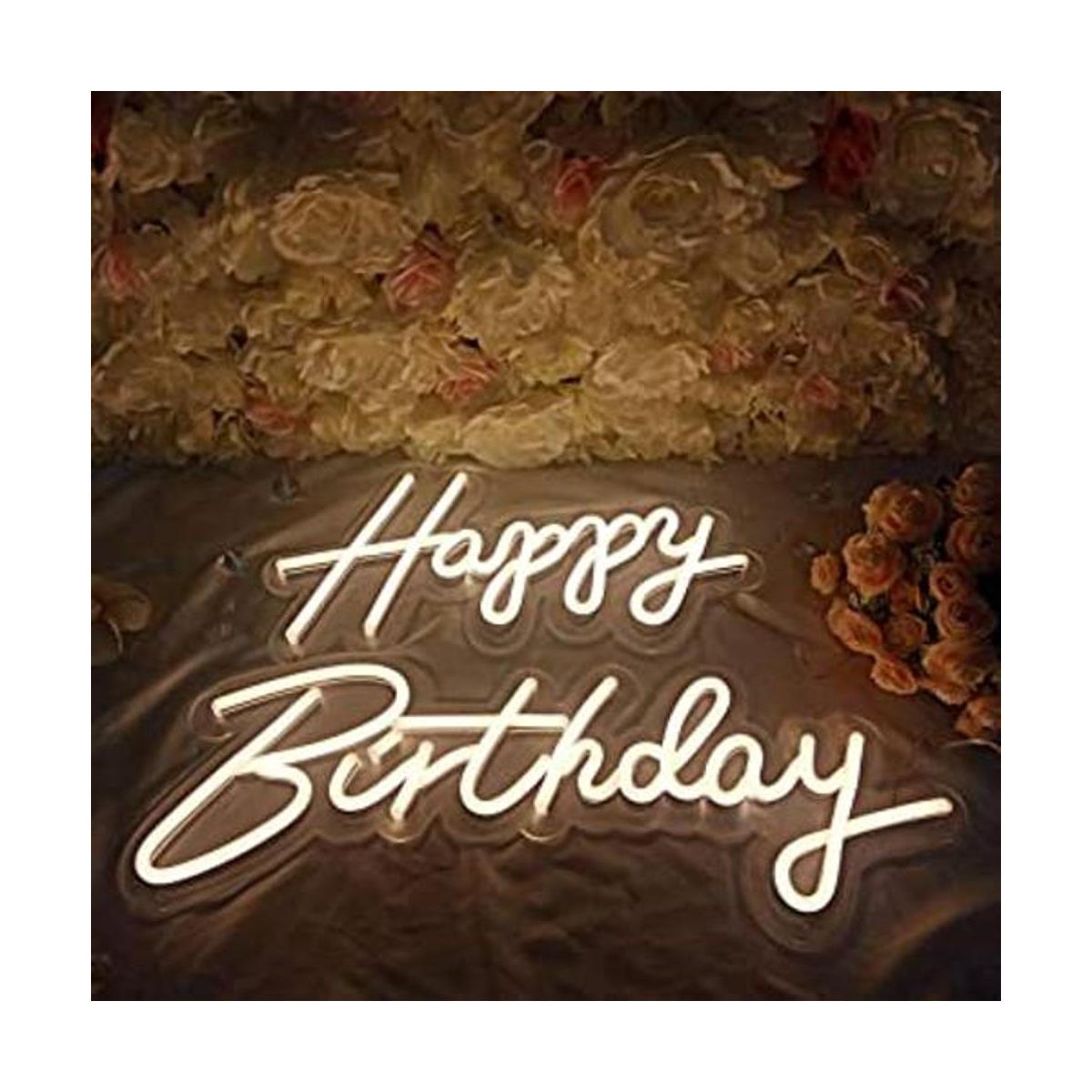 MELDIKISO Letrero de neón de feliz cumpleaños 24 pulgadas