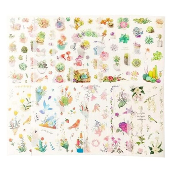 36 hojas de calcomanías Washi de acuarela para diario