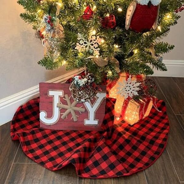 Faldas de árbol a cuadros de Navidad tamaño pequeño de_4