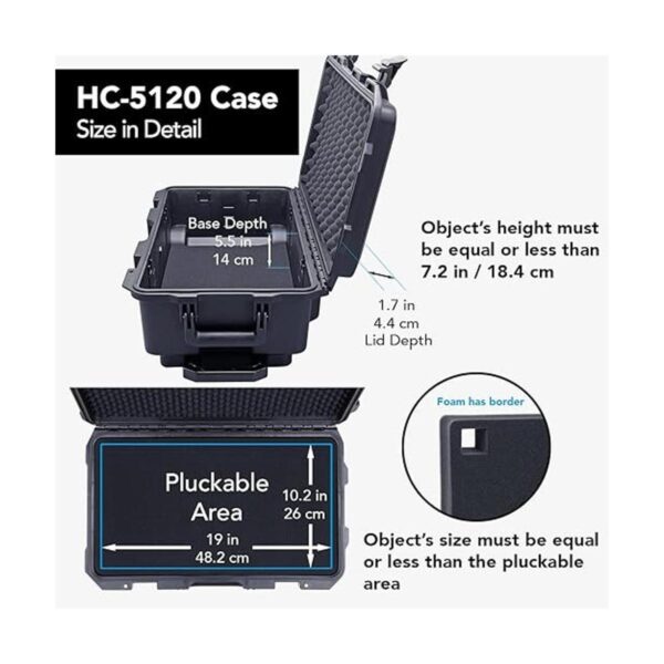 Lykus HC5120 Funda rígida impermeable con rueda y espuma_3