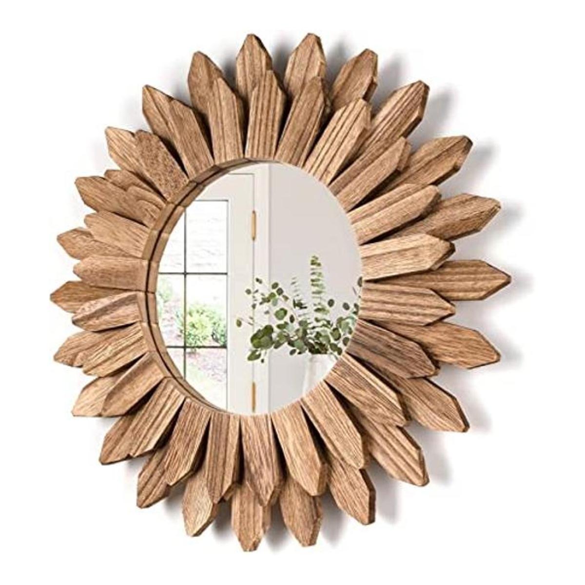 Honiway Espejo de pared decorativo de madera rústica de 12