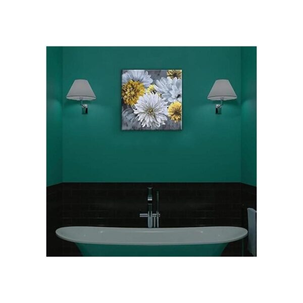 Mostaza amarillo y gris decoración de pared de baño