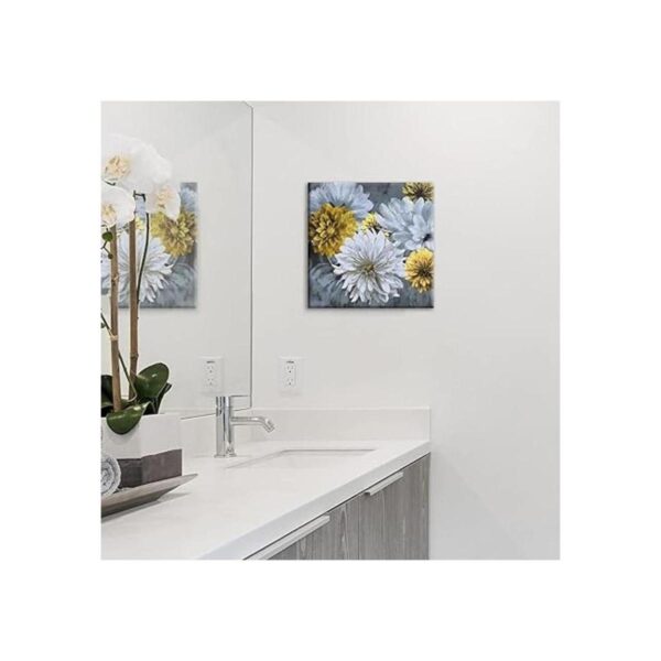 Mostaza amarillo y gris decoración de pared de baño