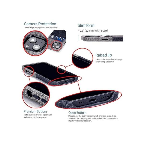Dockem Funda tipo cartera para iPhone 13 Mini con placa de_4