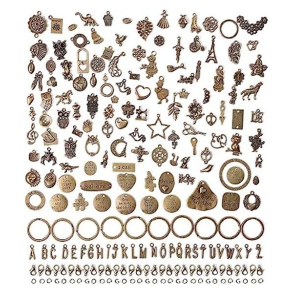 Incraftables Juego de 166 dijes de bronce con 120 dijes