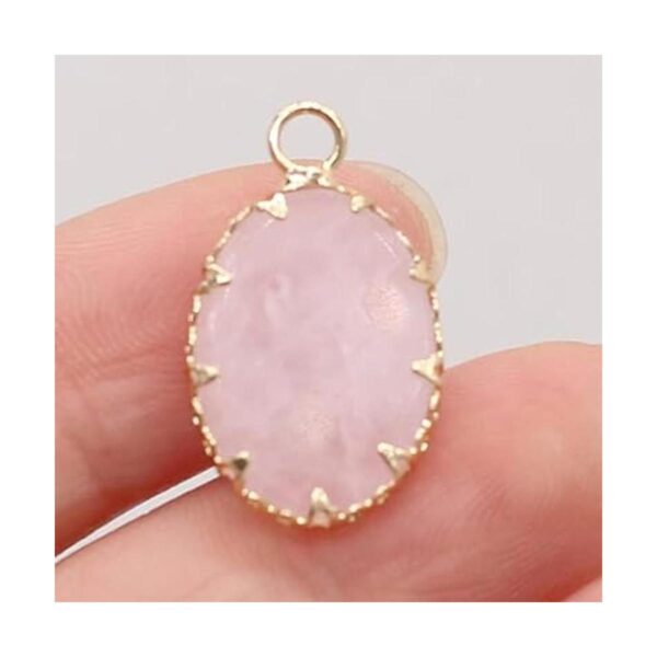 LHJ 8 colgantes de piedra natural con forma ovalada de
