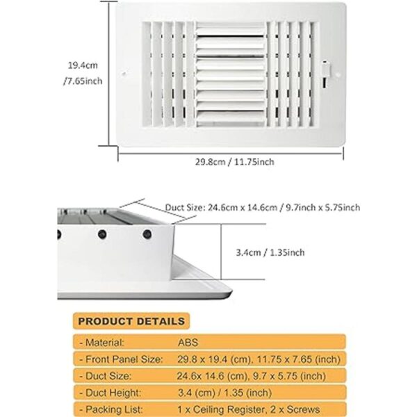 FanGoFast Registro de techo ventilación de techo ABS de_2