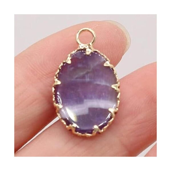 LHJ 8 colgantes de piedra natural con forma ovalada de