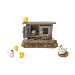 Hiawbon Pollo retro en miniatura de madera para gallinero