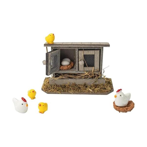 Hiawbon Pollo retro en miniatura de madera para gallinero