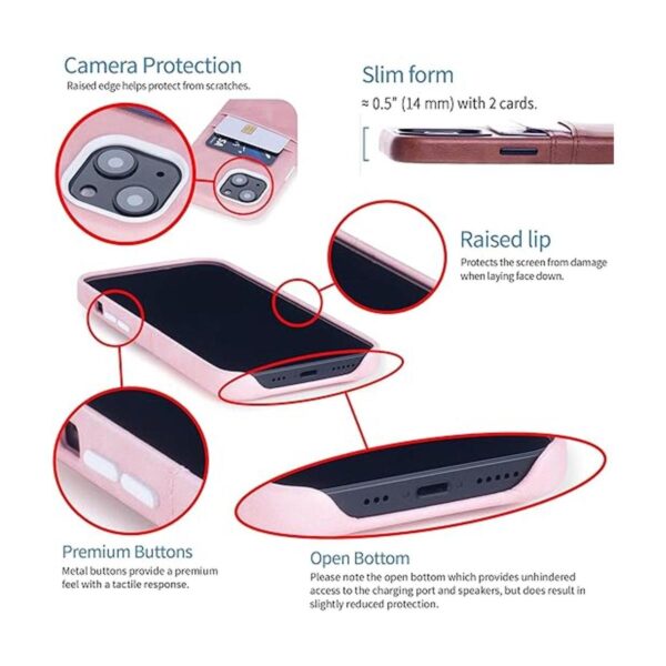 Dockem Funda tipo cartera para iPhone 13 con placa de_4