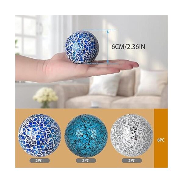 Juego de 6 bolas decorativas 2.4 in mosaico de cristal_2