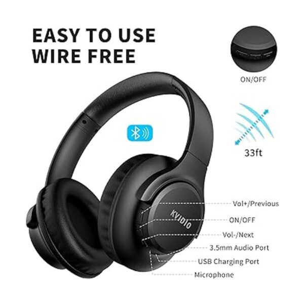 KVIDIO Auriculares Bluetooth sobre la oreja 55 horas de_6