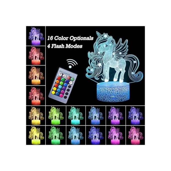 Luz nocturna de unicornio lámpara de ilusión 3D luces de_2