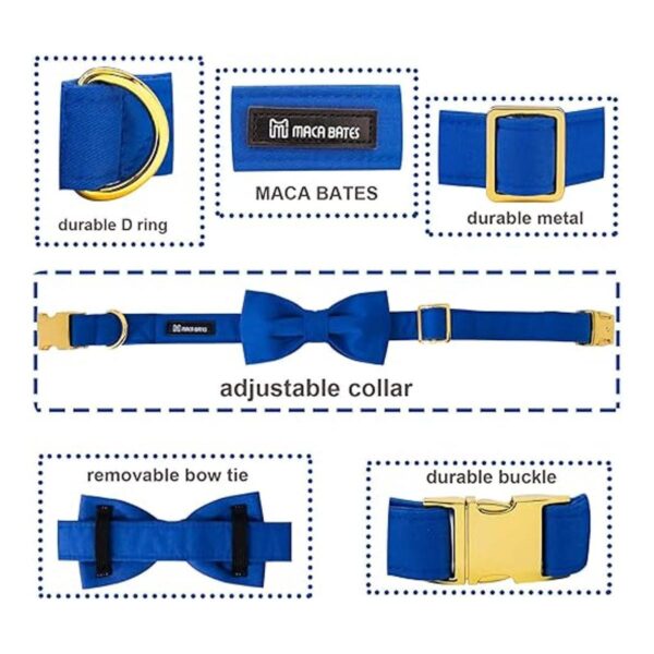 Maca Bates Collar y correa para perro ajustable azul y