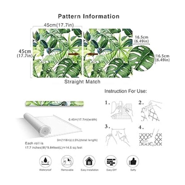 HaokHome 93143 Papel tapiz tropical para despegar y_6