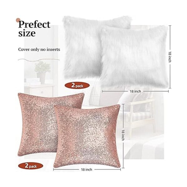 4 fundas de almohada esponjosas y de lentejuelas de