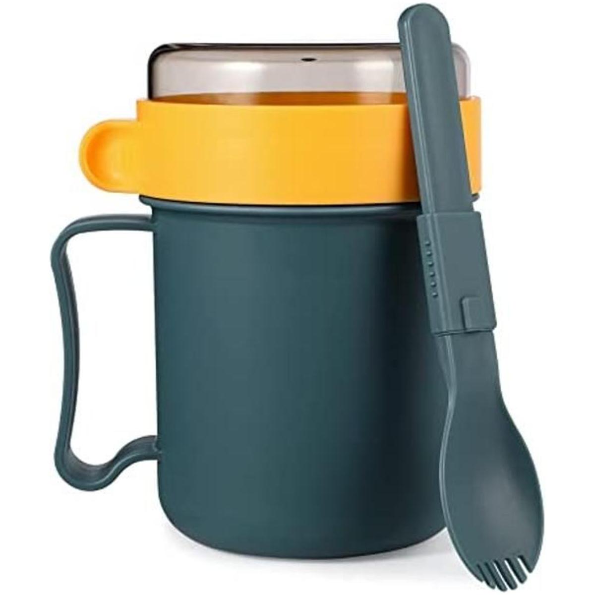 Taza de sopa apta para microondas con tapa y cucharada