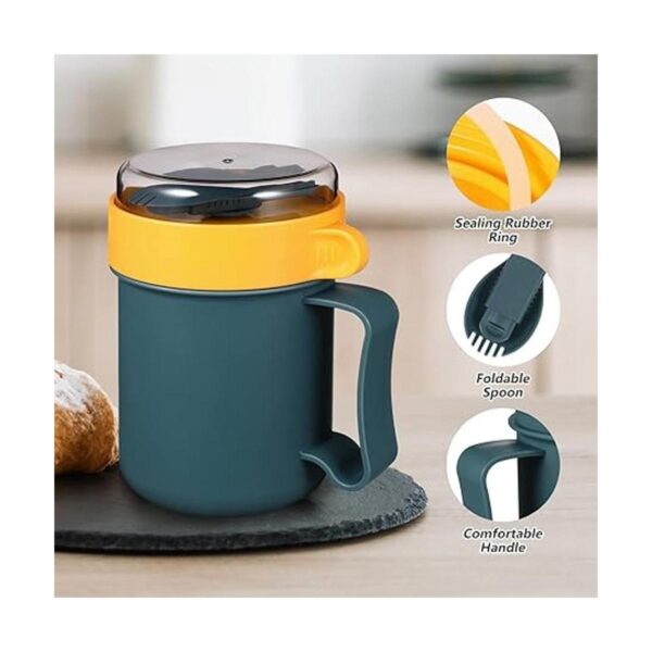 Taza de sopa apta para microondas con tapa y cucharada