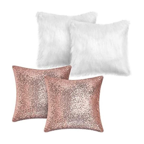 4 fundas de almohada esponjosas y de lentejuelas de