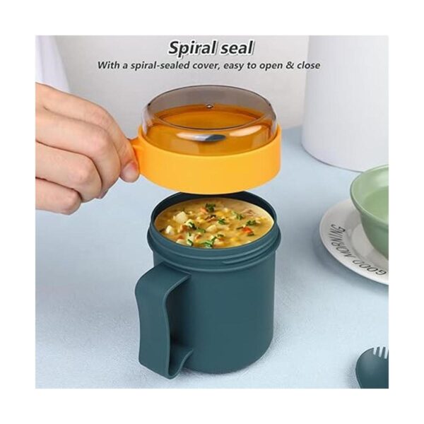Taza de sopa apta para microondas con tapa y cucharada