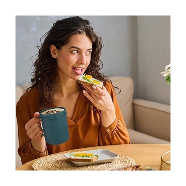 Taza de sopa apta para microondas con tapa y cucharada