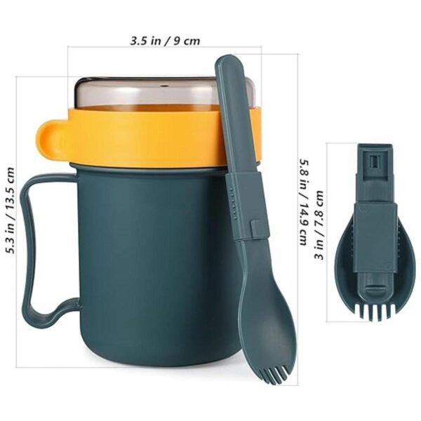 Taza de sopa apta para microondas con tapa y cucharada