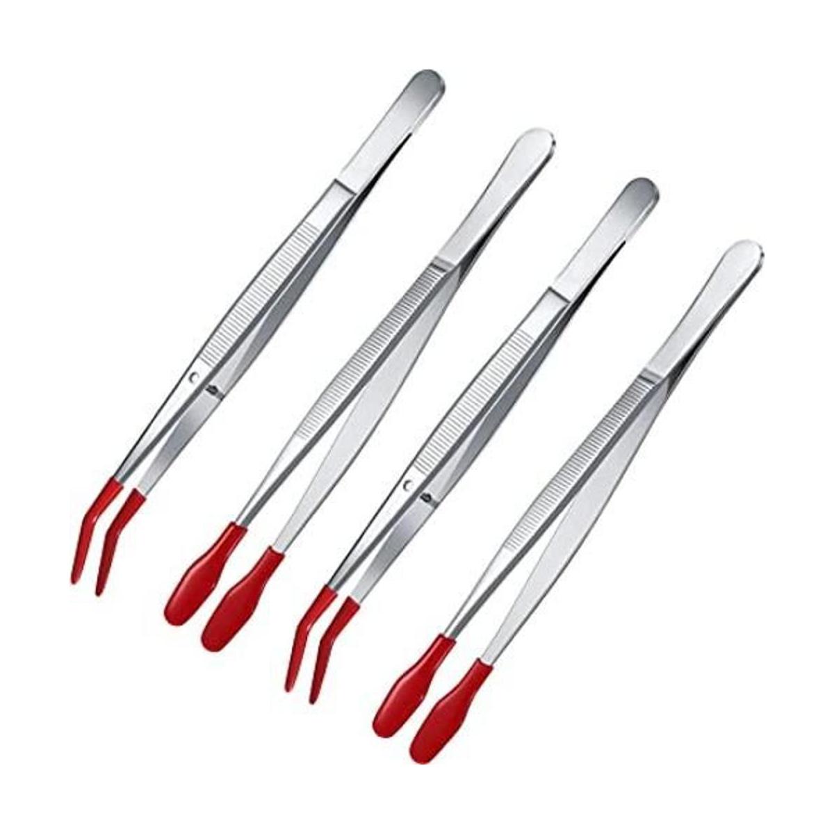 4 pinzas con puntas de goma con revestimiento de silicona