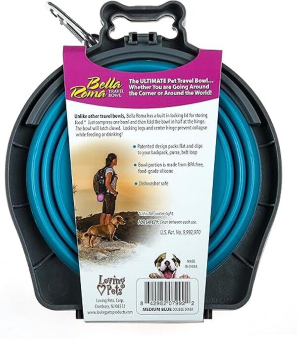 Loving Pets Bella Roma Travel Comedor doble para perros_6