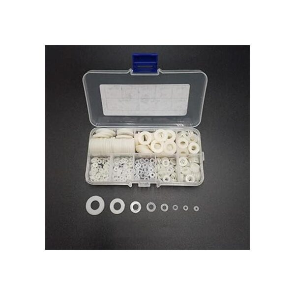 Juego de 480 arandelas planas de nailon blanco para_2