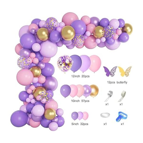 Kit de arco de guirnalda de globos de mariposa rosa_2