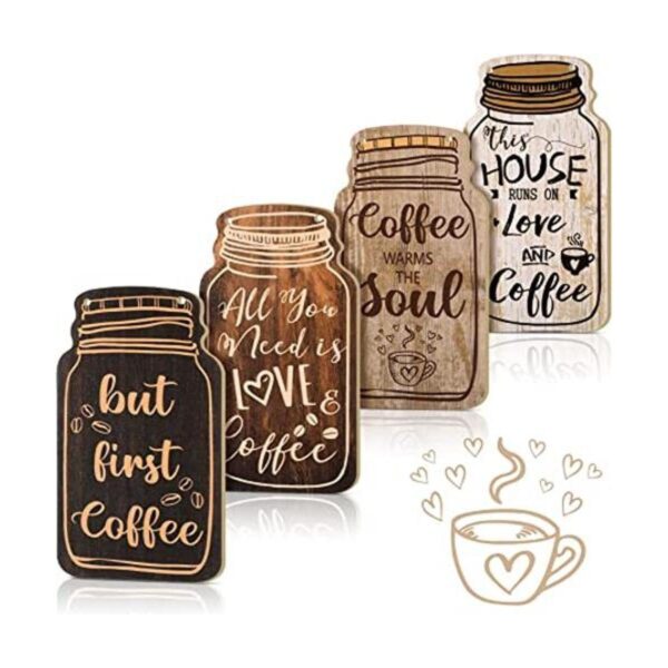 4 letreros decorativos de madera para café letrero de