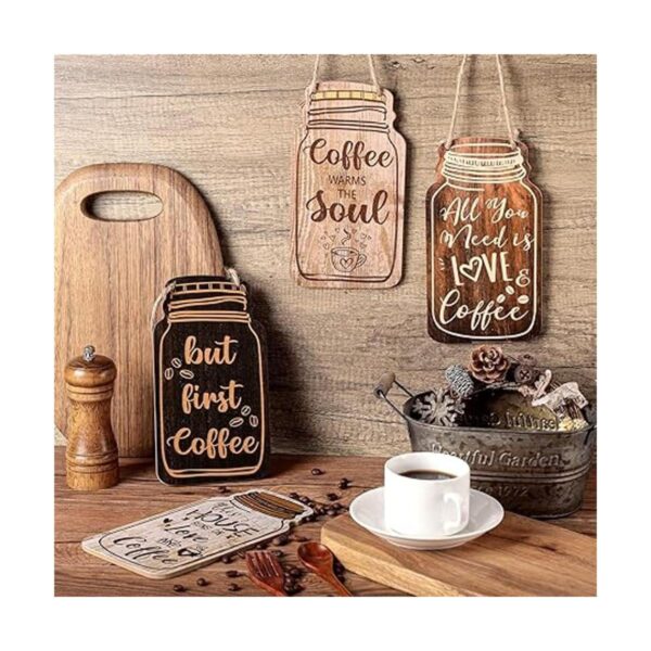 4 letreros decorativos de madera para café letrero de