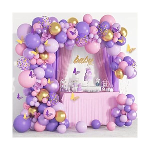 Kit de arco de guirnalda de globos de mariposa rosa_1