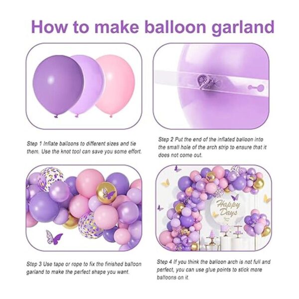 Kit de arco de guirnalda de globos de mariposa rosa_3