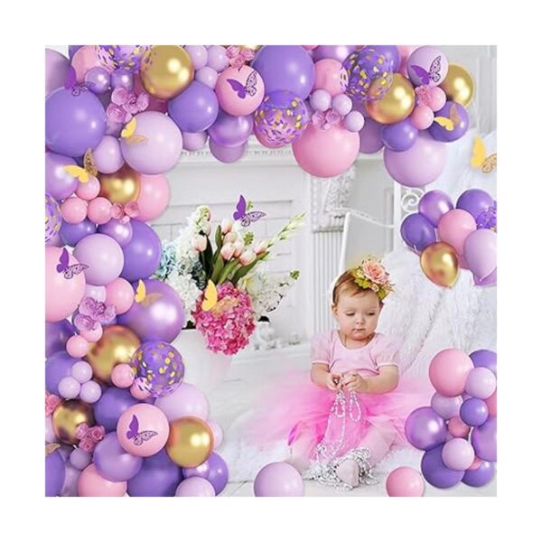 Kit de arco de guirnalda de globos de mariposa rosa_4