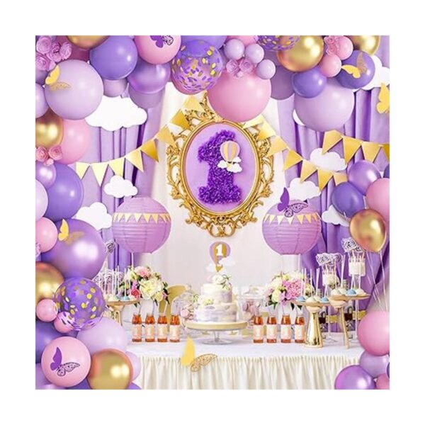 Kit de arco de guirnalda de globos de mariposa rosa_5