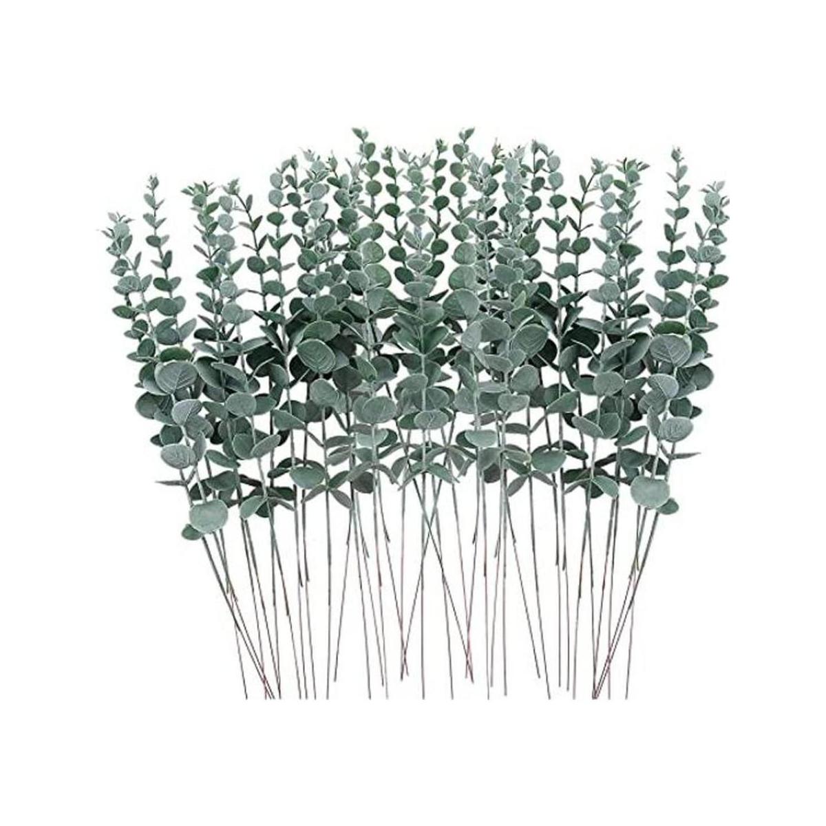 FEQO 36 tallos de eucalipto tallos verdes artificiales