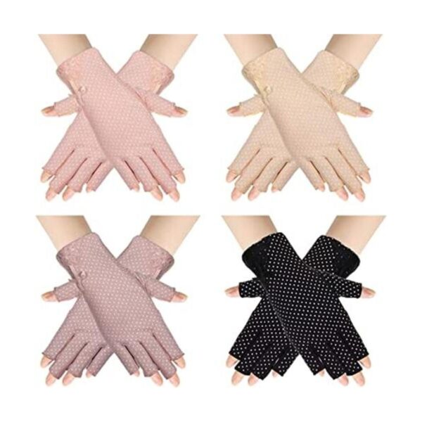 4 pares de guantes de protección solar sin dedos para_1