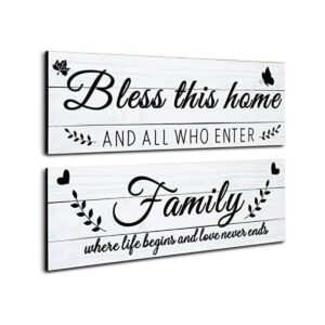 Jetec Letreros familiares de madera rústicos Bless This_1
