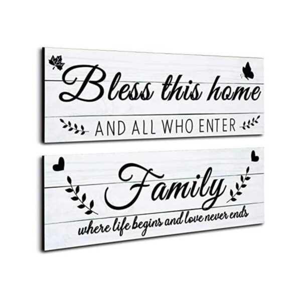 Jetec Letreros familiares de madera rústicos Bless This_1