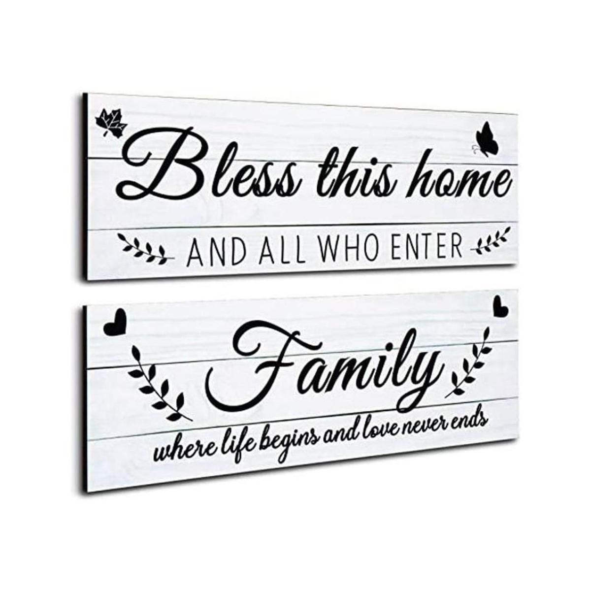 Jetec Letreros familiares de madera rústicos Bless This