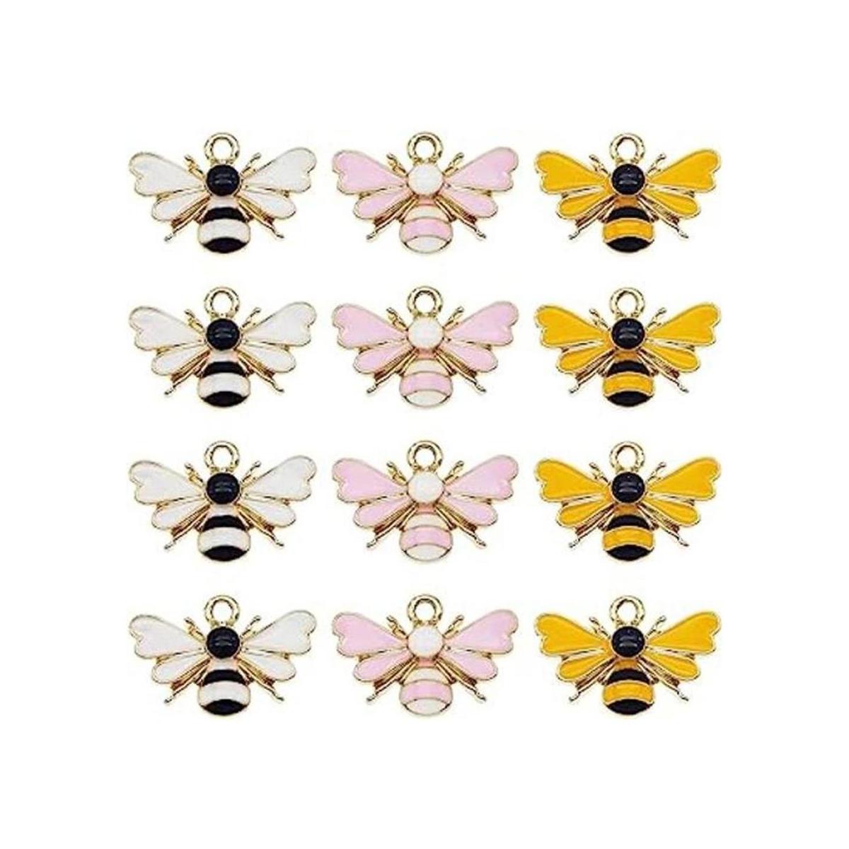 JJGQAZ 30 colgantes de abejas de colores mezclados