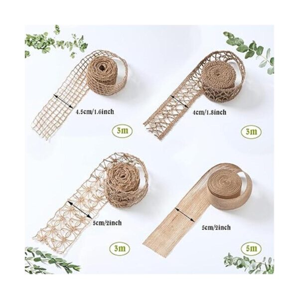 4 rollos de cinta de arpillera natural cinta de encaje de