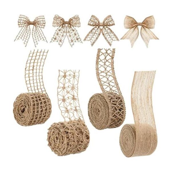 4 rollos de cinta de arpillera natural cinta de encaje de