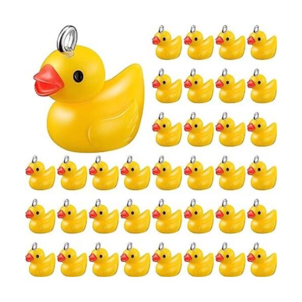 40 Piezas Pequeñas Pato Amarillo Colgantes de Resina Pato