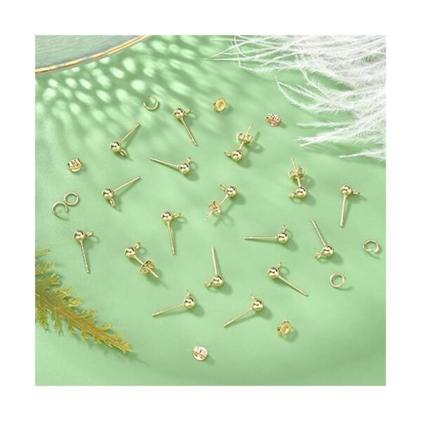 PH PandaHall 300 aretes de bola de oro de 18 quilates 100_6