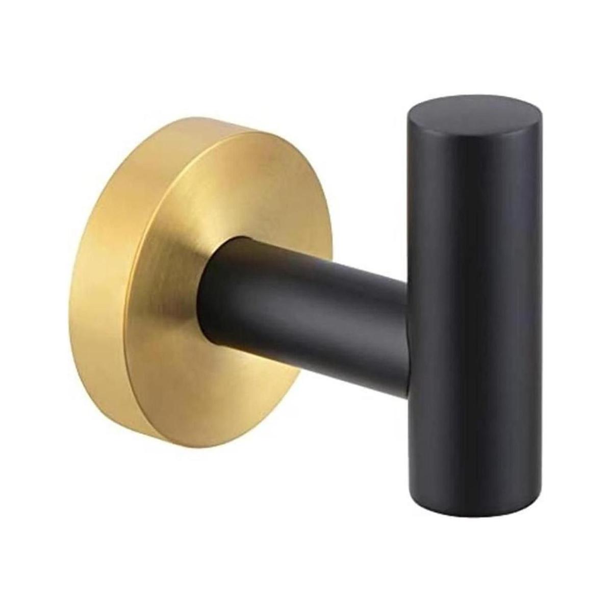 Gancho de toalla negro y dorado soporte de toalla de baño