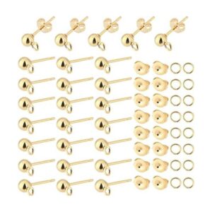 PH PandaHall 300 aretes de bola de oro de 18 quilates 100_1
